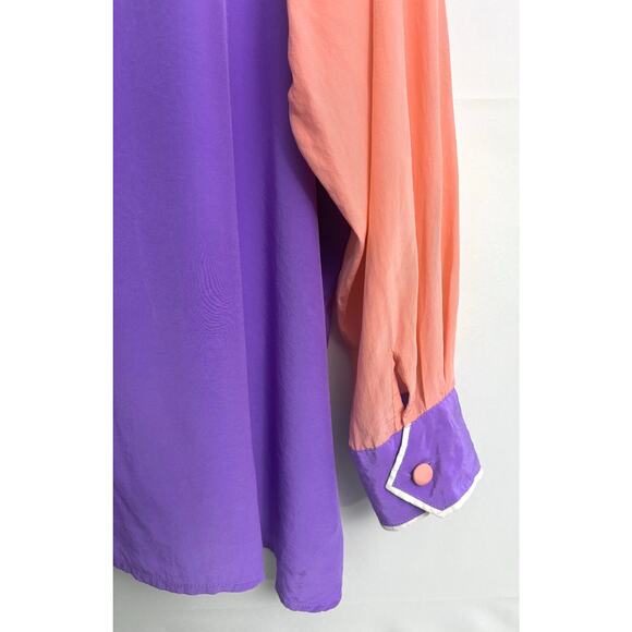 Bob Mackie Wearable Art VTG 100% Silk Color  Block Button Down Shirt Blouse 2X - Picture 7 of 9